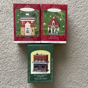 Lot 3 Hallmark Ornaments Nostalgic Houses & Shops 2000-2001 NIB 2001 Walgreens’